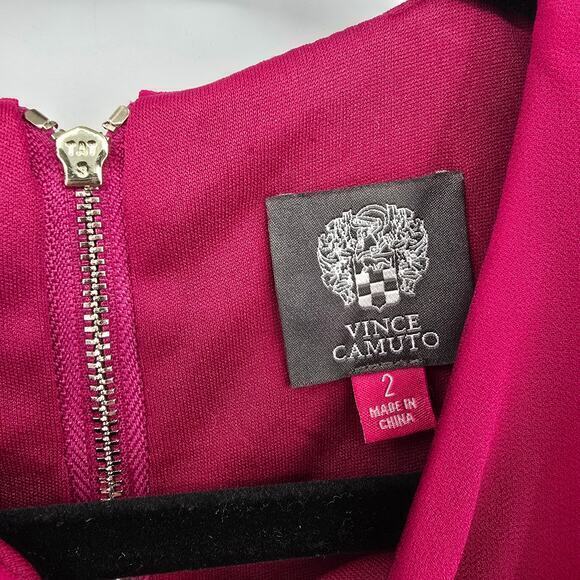 Vince Camuto Women's Cape Layered Back Keyhole Sleeveless Babydoll Dress Pink - Picture 7 of 14